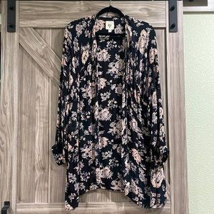 Floral black kimono